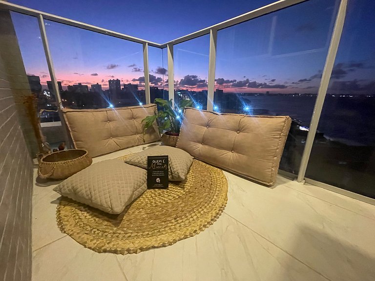 506B - Apto Luxo Branco Haus, 2 suítes e VISTA PRO MAR