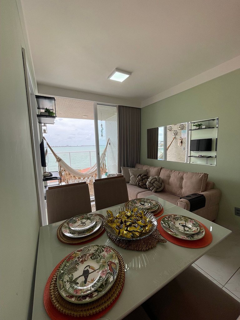 506B - Apto Luxo Branco Haus, 2 suítes e VISTA PRO MAR