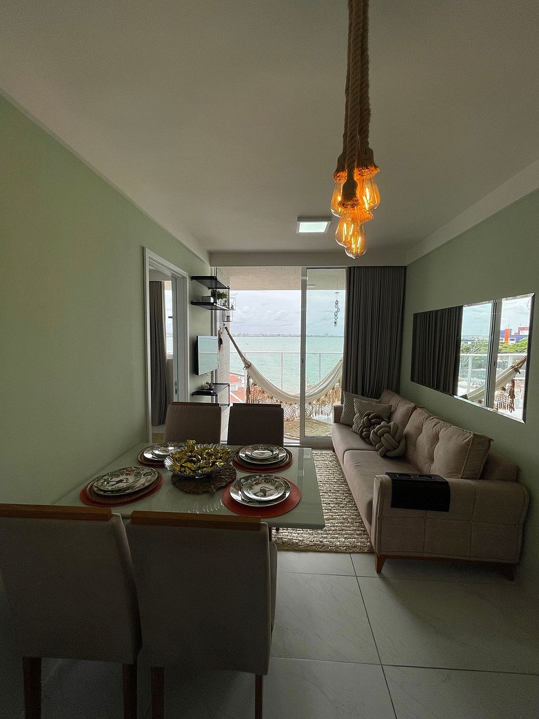 506B - Apto Luxo Branco Haus, 2 suítes e VISTA PRO MAR
