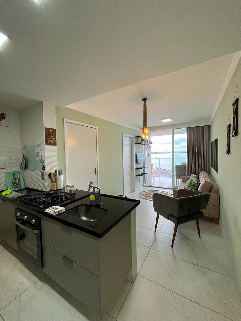 506B - Apto Luxo Branco Haus, 2 suítes e VISTA PRO MAR